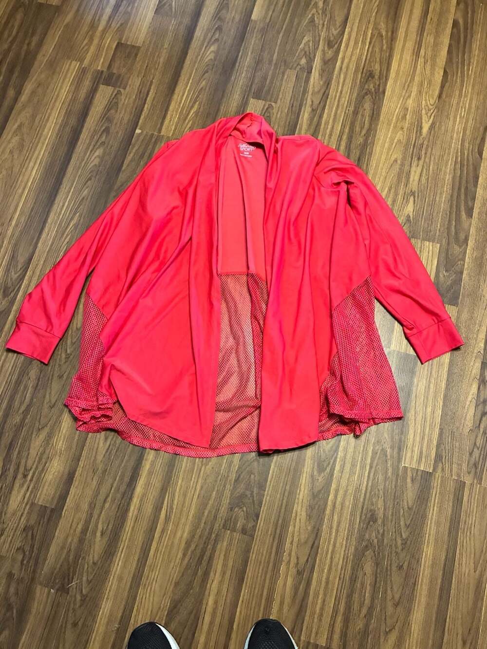 fullbeauty SPORT Women's Plus Size 18/20 Pink Open Front Mesh Hem Cardigan